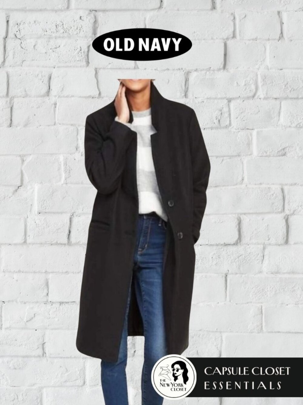Old Navy Black Wool-Blend Oversized Overcoat | Women's Size M - Picture 8 of 8